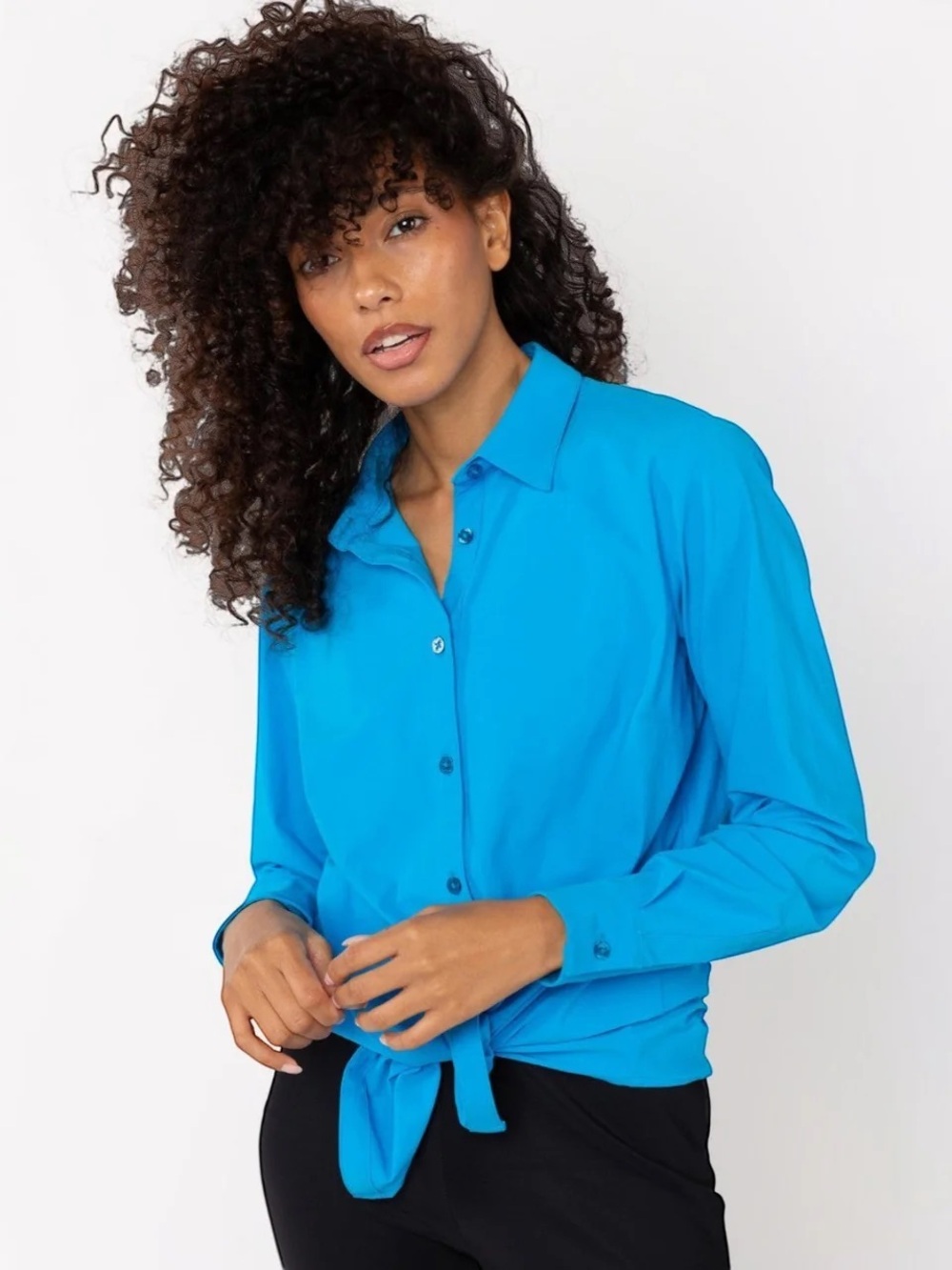 Ameliora Women’s Small Blue Collared Button-Up Blouse